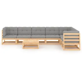 vidaXL 8-tlg. Garten-Lounge-Set mit Kissen grau
