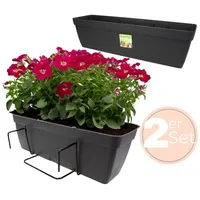 GarPet 2x Blumenkasten Balkon Blumenkasten Balkonkasten mit Halterung Balkonkasten