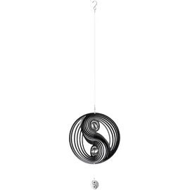 Gilde Girlande XL Windspiel Yin Yang - Deko zum Hängen aus Edelstahl mit 2 Kugeln - Farbe: schwarz - Ø 38 cm Länge Kette 53 cm - Gesamtlänge 108 cm