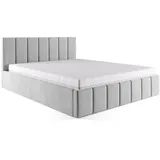 Meblito Polsterbett Doppelbett Pescara Bett Bettkasten 140x200 cm Hellgrau (Magic Velvet 2240) - Hellgrau