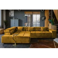 KAWOLA Sofa NEVADA Ecksofa Velvet curry Recamiere links
