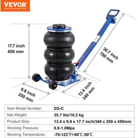 Vevor Wagenheber Stahlrohr 140-450 mm blau