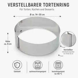 Testrut Tortenring, ES, 8 cm, Stufenlos verstell