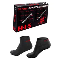 H.I.S. Kurzsocken 20er Pack Schwarz 39-42