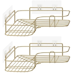 Navaris Duschablage 2x Duschablage ohne Bohren – Bad Duschregal Eckregal 2er Set goldfarben