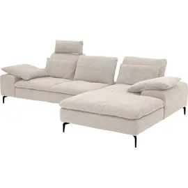 W.Schillig Ecksofa »valentinoo, Designsofa, bequem, elegant und zeitlos, L-Form«, (Set), inklusive Hocker, mit Sitztiefenverstellung, Breite 299 cm beige