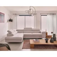 Zaria – ecksofa links – mit schlaffunktion und bettkasten sowie verstellbaren kopfstützen – 5-sitzer – aus cord - beige