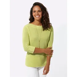 3/4 Arm-Pullover CASUAL LOOKS "3/4-Arm-Pullover", Damen, Gr. 52, grün (pistazie), 100% Baumwolle, unifarben, 3/4-Ärmel, Pullover