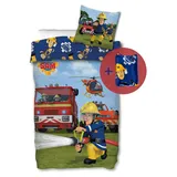 SkyBrands Feuerwehrmann Sam Bettwäsche 135x200 80x80 Kissen-Bezug [mit extra Beutel] Baumwolle Bettwäsche Feuerwehr Kinder Bettwäsche Sam Bettbezug + Kissenbezug