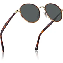 Vintage Runde Damen Sonnenbrille Polarisiert UV-Schutz mit Etui und