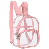 Durchsichtiger Mini-Rucksack mit Stadionzulassung, wasserdichter transparenter Rucksack für Arbeit, Sicherheitsreisen, Konzert- and Sportveranstaltungen (Pink, One Size)