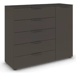 Schubkastenkommode RAUCH "Kommode Türkommode Sideboard Kombikommode FLIPP", grau (graphit), B:120cm H:100cm T:42cm, Holzwerkstoff, Sideboards, 1-türig mit 5 Schubladen und Soft-Close-Funktion