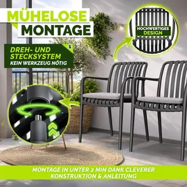 tillvex Gartenstuhl 4er Set 120 x 120 x 120 cm schwarz
