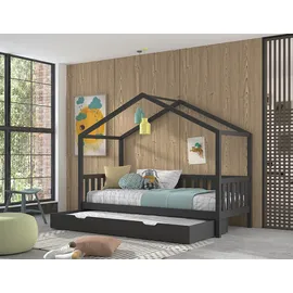 Vipack Hausbett Dallas 90 x 200 cm Kiefer massiv grau