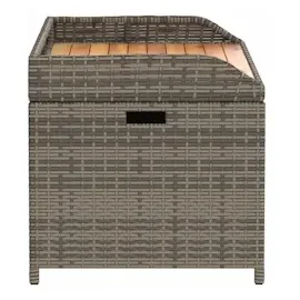 vidaXL Bank mit Stauraum Grau 100x50x52 cm Poly Rattan Akazienholz