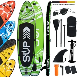 24MOVE® Standup Paddle Board SUP, inkl. umfangreichem Zubehör, Paddel und Hochdruckpumpe, GRÜN, 305x76x15cm