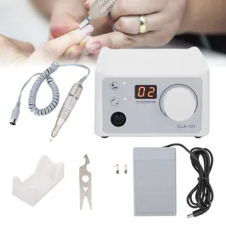Nagelfräser Fußpflegegerät Set, 35000 U/min Professionelle Elektrische Nagelbohrmaschine Home Salon Nagelschleifpolierer mit Fußpedal für Acrylnägel(01)