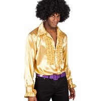 Boland- Disco Hemd mit Rüschen, Gold, für Herren, Kostüm, Party Shirt, Schlagermove, 70er Jahre, Mottoparty, Karneval