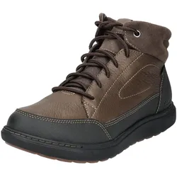 Schnürstiefelette CLARKS "Clarks Stiefelette Leder/Synthetik", Herren, Gr. 43, schwarz (braun, schwarz), Leder, Synthetik, casual, Schuhe