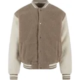 URBAN CLASSICS Teddy Collegejacke Dunkeltaupe 3XL
