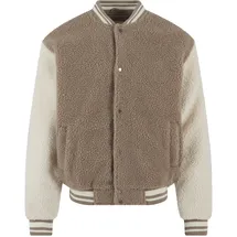 URBAN CLASSICS Teddy Collegejacke Dunkeltaupe 3XL
