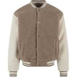 URBAN CLASSICS Teddy Collegejacke Dunkeltaupe 3XL
