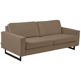 Home Affaire 3-Sitzer HOME AFFAIRE "Maxi-Ausführung Pinto, 236 cm, Cord, Chenille, Lederoptik", braun, B:236cm H:85cm T:97cm, 92% Polyester, 8% Nylon, Sofas, mit Keder, schwarze Metallfüße, Wellenunterfederung