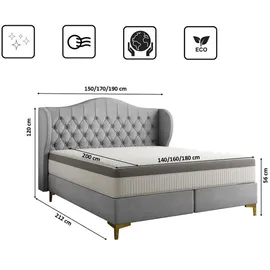 kaiser möbel Legend 140 x 200 cm H3 Grau