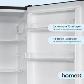 Homex CFS1110-B Kühl-Gefrierkombination (173 l, 1425 mm hoch, Schwarz)