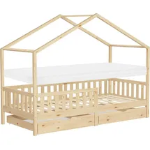 ML-Design Hausbett 90 x 200 cm Kiefer naturbelassen beige