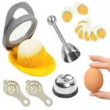 PIWOSGOL 5 Stück Eierschneider Set, Praktische Eischneidewerkzeug mit 1*Eierschneider, 1*Eierpiekser, 1*Eierköpfer Eieröffner, 2*Plastik Eiertrenner, für Küchenutensilien, Bar Cooking Egg, Eieröffner
