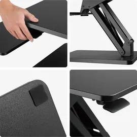 Maclean Brackets Schreibtischaufsatz Arbeitstation Sitz-Steh Höhenverstellbar Schreibtisch Computertisch Homeoffice - Schwarz
