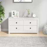 Beistellschrank Weiß 100x40x54 Cm Massivholz Kiefer