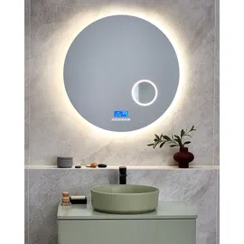 Beliani Badezimmerspiegel FIXIN 80 cm 80 cm mit Bluetooth-Lautsprecher Silber