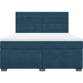 vidaXL Boxspringbett mit Matratze Blau 180x200 cm Samt
