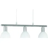 meineWunschleuchte 3-flammige Balkenpendelleuchte 61cm breit mit Glasschirmen Weiß
