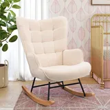 Fortuna Lai Schaukelstuhl Schwingsessel Akzentstuhl Wohnzimmersessel für Schlafzimmer, Belastbarkeit bis 120 kg, Polyester, Beige, 68 x 75 x 92 cm - Beige