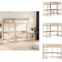 Vidaxl - Hochbett mit Schreibtisch 90x200 cm Massivholz Kiefer - Hochbett - Jugendzimmer - Kinderschlafzimmer - Schreibtischbett - Kiefernholz