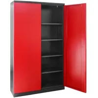 Proregal Stahlschrank Owl mit 4 Fachboden HxBxT 192x110x38cm | Anthrazitgrau/Rot