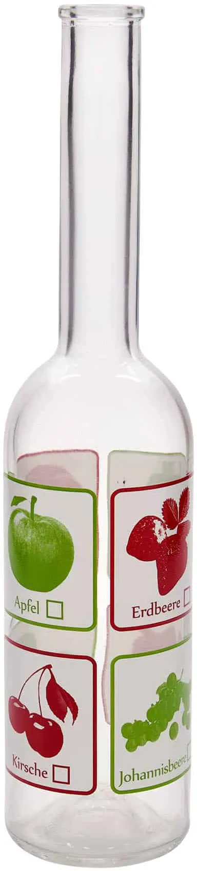 Glazen fles 'Opera', 500 ml, motief: Vruchten, monding: kurk