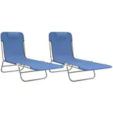vidaXL Sonnenliegen Klappbar 2 Stk. Blau Textilene und Stahl