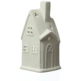 MARELIDA Teelichthalter Haus Porzellan Windlicht Lichterhaus Teelichthaus weiß