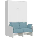 Itamoby Kentaro 120 cm Klappbett in Queensize-Größe mit Sofa aus weißer Esche, hellblau
