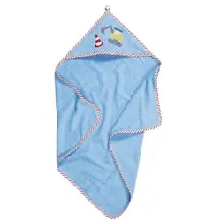 Playshoes Frottee-Kapuzentuch Baustelle blau, 100x100 cm