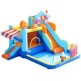 MC Star Hüpfburg multifunktionaler Outdoor-Wasserpark + Trampolin, (Wasserrutsche, kleine Rutsche, Springbrunnen, Wasserpistolen, Ladenmarkise, inklusive 450W-Gebläse) bunt