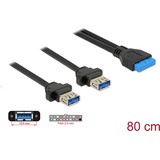 DeLock 85244 Kabel Pfostenbuchse, 19 Polig 2X USB 3.0 2mm Schwarz