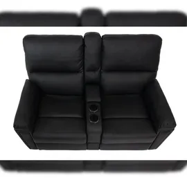 Mendler 2er Kinosessel HWC-K17, Relaxsessel Fernsehsessel Sofa, Nosagfederung Getränkehalter Fach ~ Kunstleder schwarz