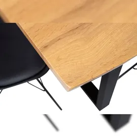 Sam Esstisch Baumkante Holz-Optik Wildeiche 180 x 90 U-Gestell schwarz JOSY