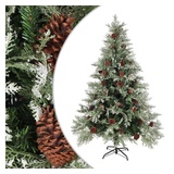 vidaXL Weihnachtsbaum mit Zapfen Grün und Weiß 150 cm PVC & PE