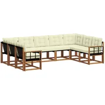 vidaXL Outdoor-Sofagarnitur 9-tlg. Natur/Creme Massivholz Akazie